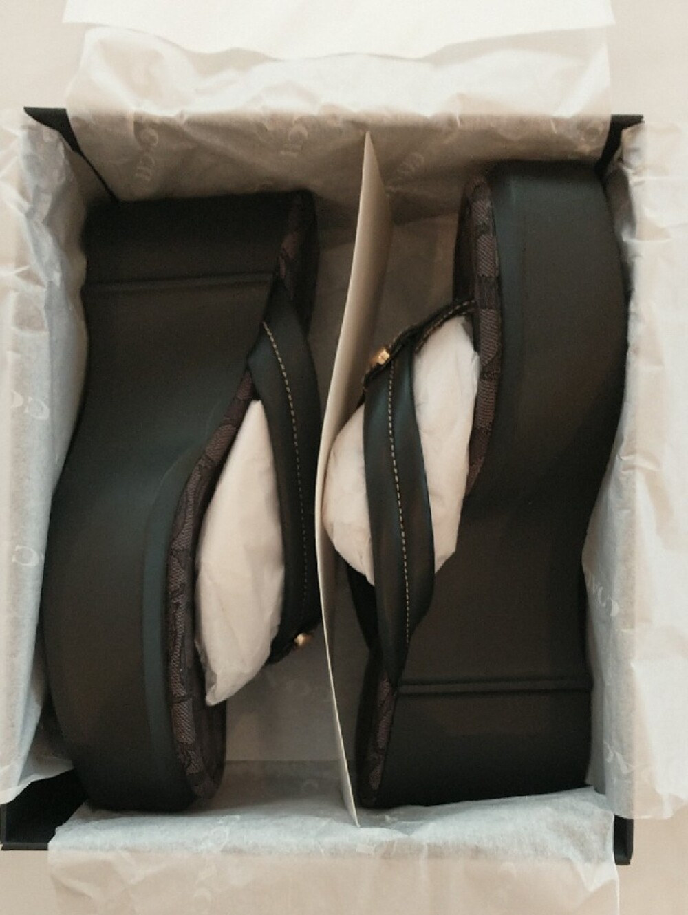 Coach Black Signature Wedge Flip Flops - Picture 4 of 5